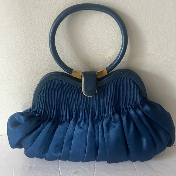 ISABELLA FIORE PLEATED SILK EVENING CLUTCH BAG - Picture 1 of 5